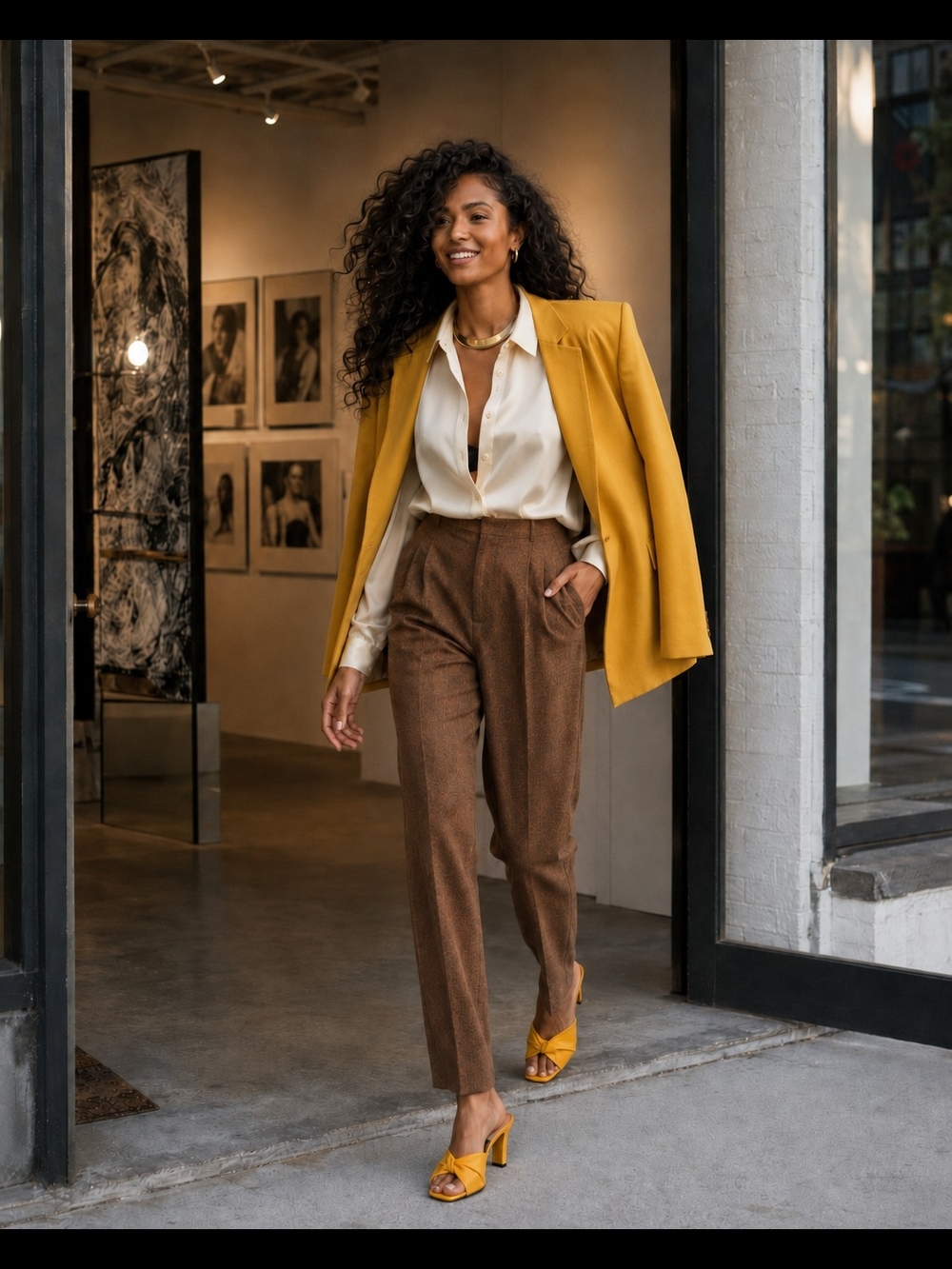 Vintage 70s Yves Saint Laurent Rive Gauche Brown Wool Pleated Trousers France
